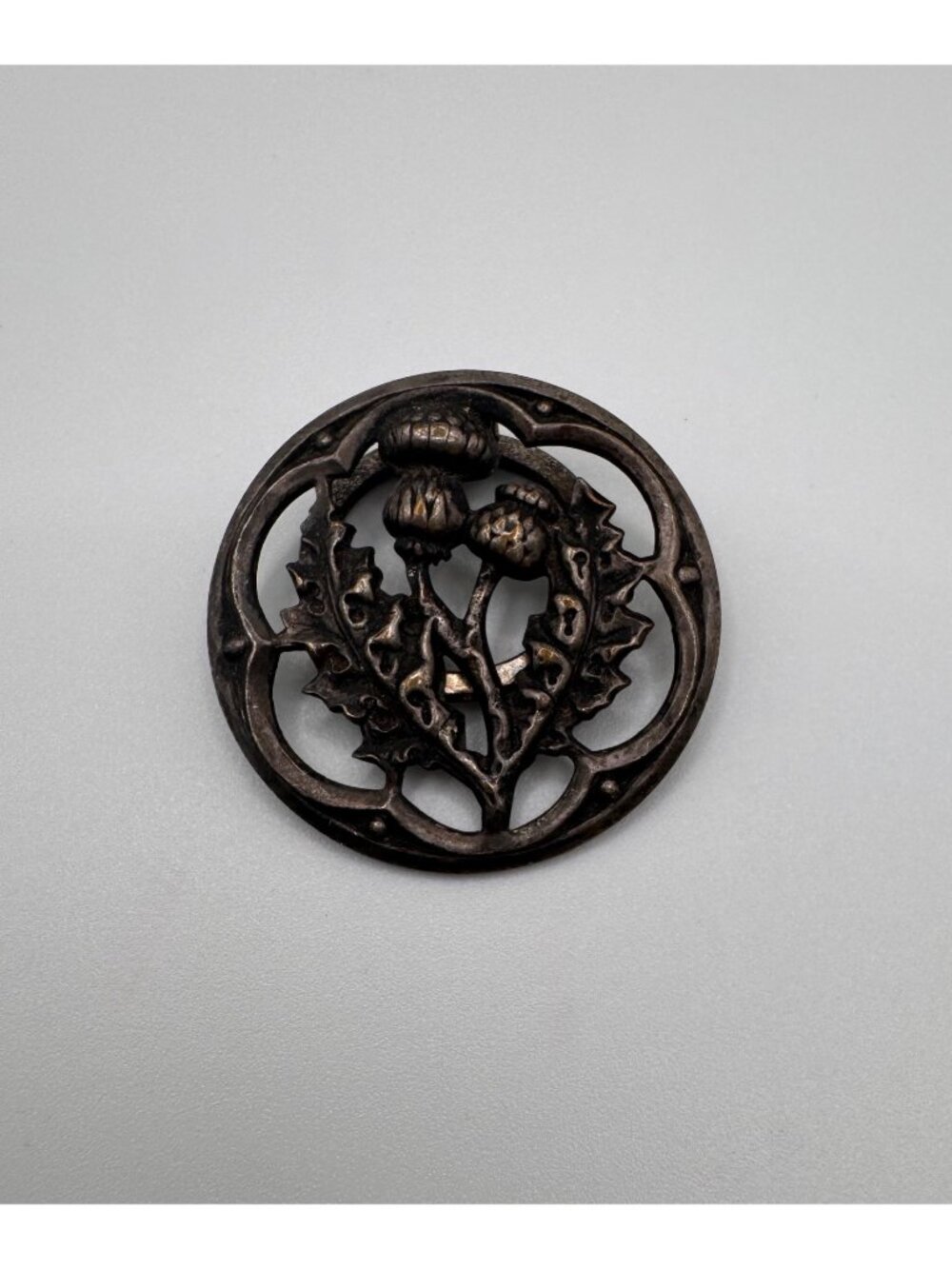 SASA Scottish Thistle Scarf Clip Pewter Tone Celtic Vintage No Pierce